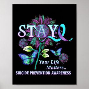 Póster Divertido Suicidio Prevención Conciencia Permanece