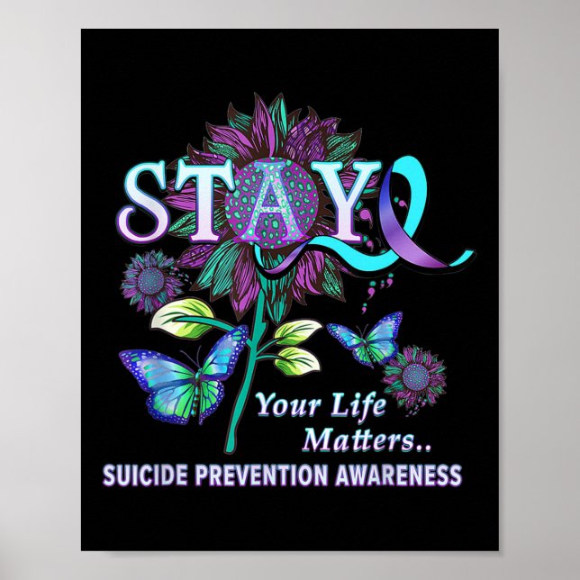 Póster Divertido Suicidio Prevención Conciencia Permanece (Frente)