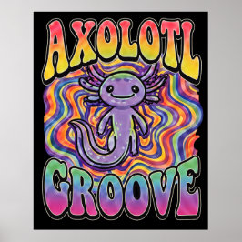 Póster Divertido surco retro adorable de ajolote trippy h