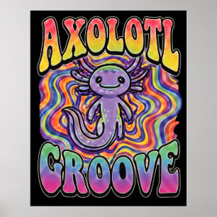 Póster Divertido surco retro adorable de ajolote trippy h