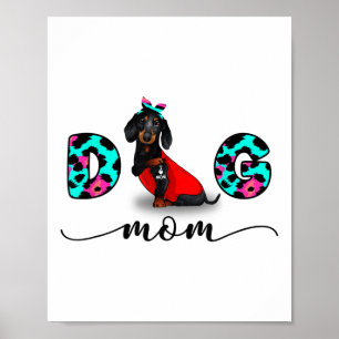 Póster Divertido tatuaje negro de Dachshund que te amo ma