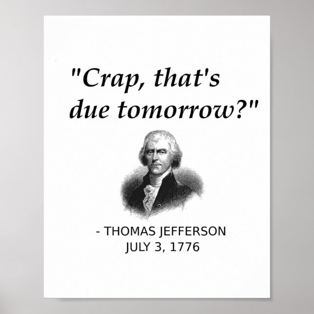 Póster Divertido Thomas Jefferson Profesor de Historia de (Frente)