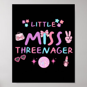 Póster Divertido threenager feliz cumpleaños 3º fiesta de