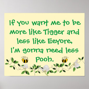 Póster Divertido Tigger y Rótulo Pooh