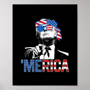 Póster Divertido Trump 4 de julio Merica bandera american