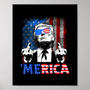 Póster Divertido Trump 4 De Julio Merica Bandera American