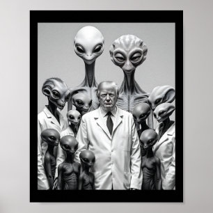 Póster Divertido Trump con conspiración de extraterrestre