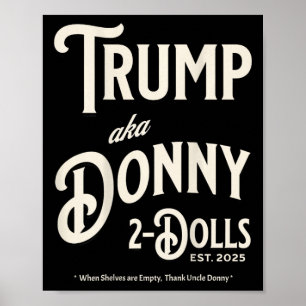 Póster Divertido Trump Donando Dos Muñecas A Dos Muñecas