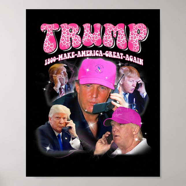 Póster Divertido Trump me extraña rosa y Trump 2024 se ll (Frente)
