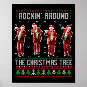 Póster Divertido Trump Rockeando Alrededor Del Árbol De N