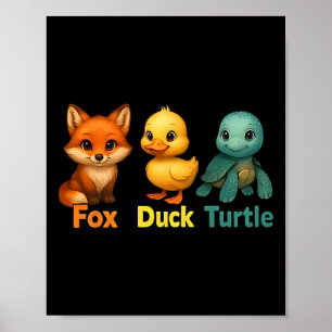 Póster Divertido Trump sutil tortuga de pato de Fox dulce