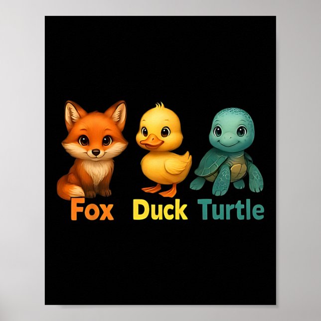 Póster Divertido Trump sutil tortuga de pato de Fox dulce (Frente)