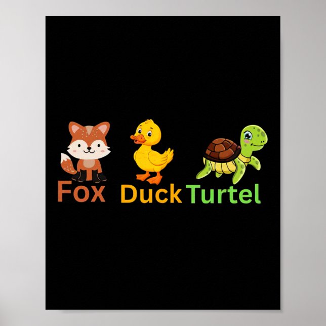 Póster Divertido Trump sutil tortuga de pato de Fox dulce (Frente)