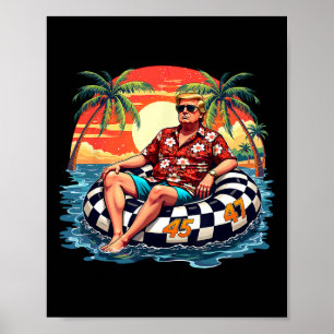 Póster Divertido Trump Verano 2025 Playa Tropical Diverti