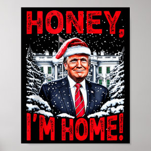 Póster Divertido Trump Xmas Cielo Estoy en Casa Donald Tr