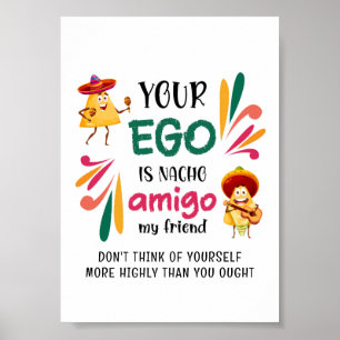 Póster Divertido TU EGO NO ES TU AMIGO MI AMIGO Personali