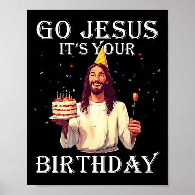 Póster Divertido Vamos Jesús es tu cumpleaños Feliz Navid (Frente)