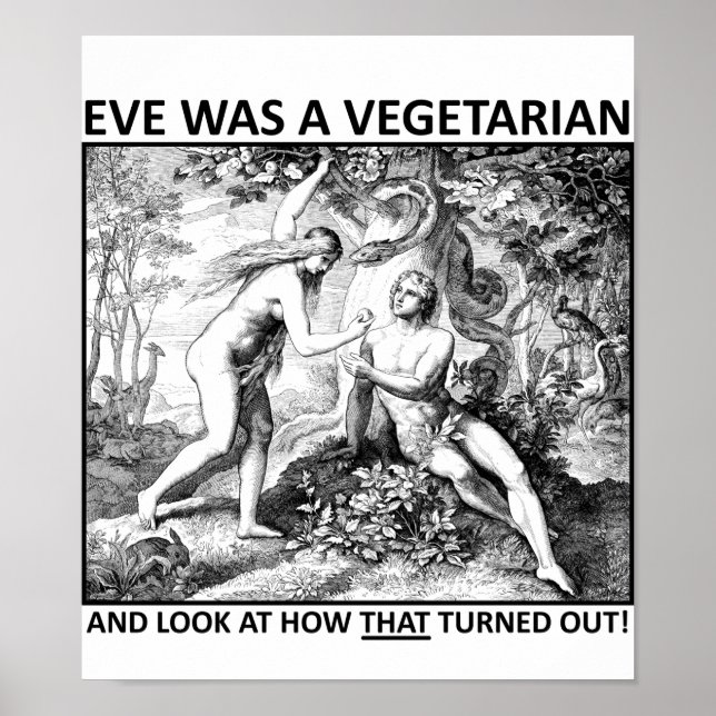 Póster Divertido Vegetariano de Eva (Frente)