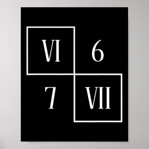 Póster Divertido Vi Vii 6 7 Meme Números Romanos Matemáti
