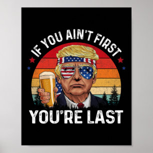 Póster Divertido Vintage 4 de julio Donald Trump Bebiendo