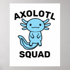 Póster Divertido y lindo escuadrón de Axolotl azul person
