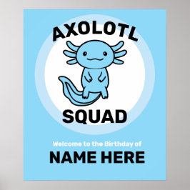 Póster Divertido y lindo escuadrón de Axolotl azul person