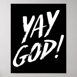 Póster Divertido Yay Dios Gráfico Jesús Religión Cristian