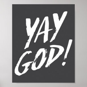Póster Divertido Yay Dios Gráfico Jesús Religión Cristian