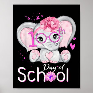 Póster Divertidos 100 días de Elefante de Camisa Escolar 