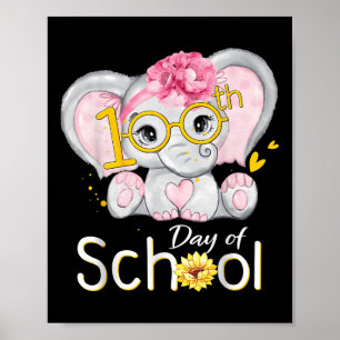 Póster Divertidos 100 días de Elefante de Camisa Escolar 
