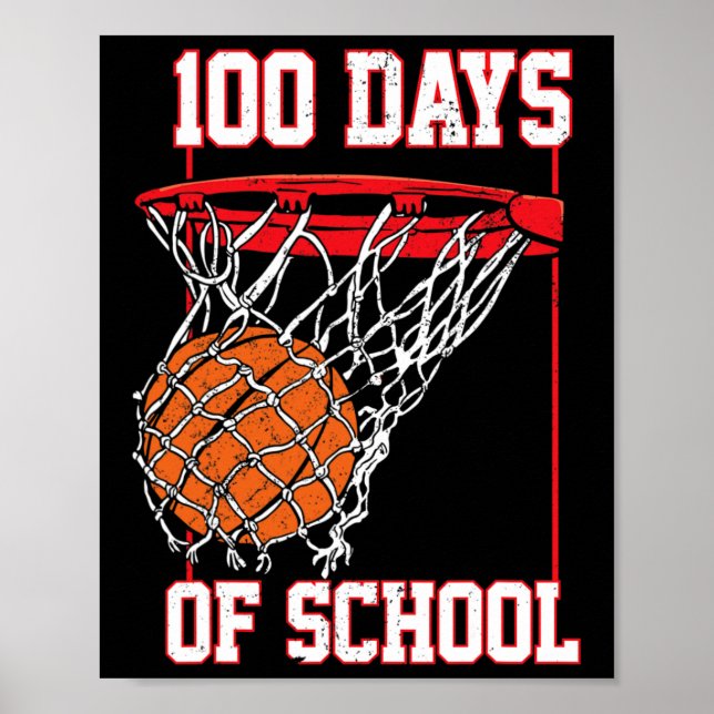 Póster Divertidos 100 Días De Estudiante De Básquetbol Es (Frente)