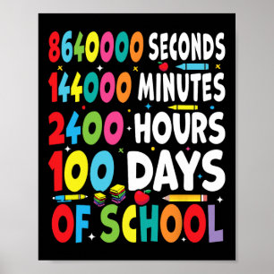Póster Divertidos 100 Días De Trato Escolar Para Math Tea