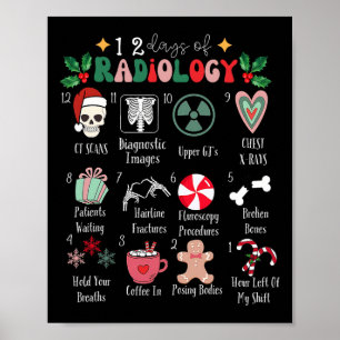 Póster Divertidos 12 Días De Radiología Navidad Radiar Xr