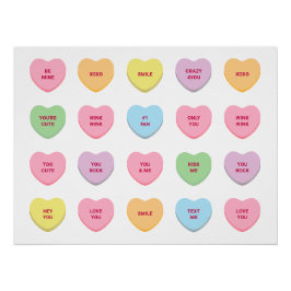 Póster Divertidos adorables corazones de conversación per