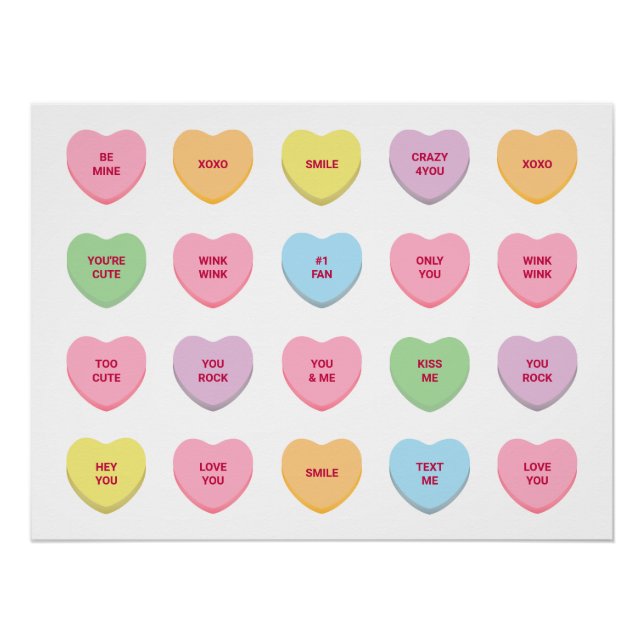 Póster Divertidos adorables corazones de conversación per (Anverso)