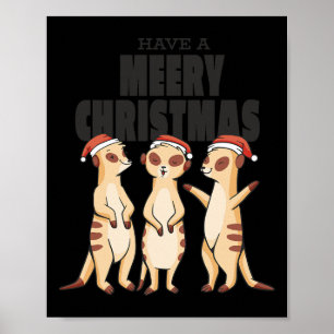 Póster Divertidos compañeros de familia Xmas Meerkat tien