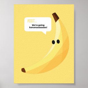 Póster Divertidos Favoritos de Fiesta de Plátano Retro Ed