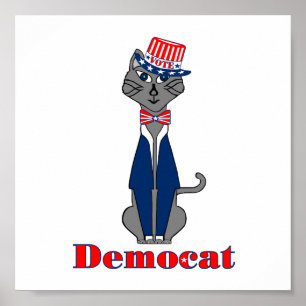 Póster Divertidos gatos votan por la política democrática