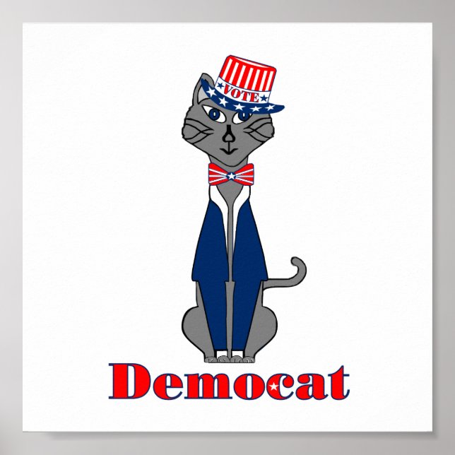 Póster Divertidos gatos votan por la política democrática (Frente)