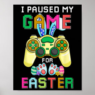 Póster Divertidos juegos de conejito Gamer Huevo Día de P