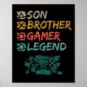 Póster Divertidos juegos de video vintage de gamer para n