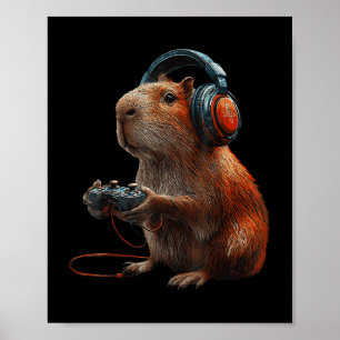 Póster Divertidos juegos gráficos de Capibara para gamer