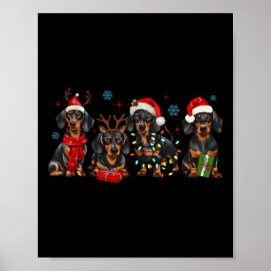 Póster Divertidos Navidades de Santa Dachshund