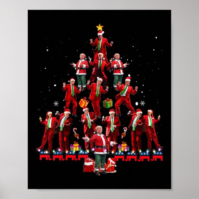 Póster Divertidos Navidades de Santa Trump bailarines Paj (Frente)