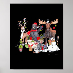 Póster Divertidos Navidades de Woodland Critter se reúnen
