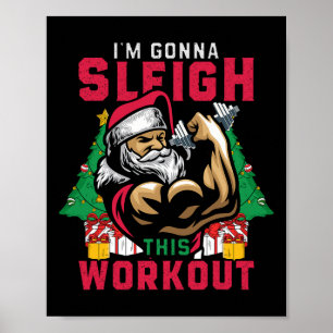Póster Divertidos Navidades Santa Gym Voy a esquivar este