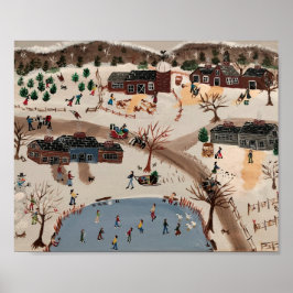 Póster Divertirse en un frío día de invierno