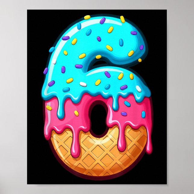 Póster Diviértete 67 Número 6 Helado Goteo Meme Combinaci (Frente)