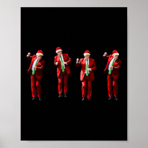 Póster Diviértete baile de Trump Santa Claus Navidad Xmas