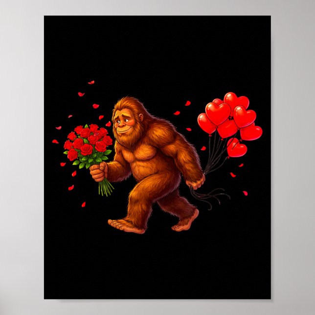 Póster Diviértete Bigfoot San Valentín Corazón Sasquatch  (Frente)